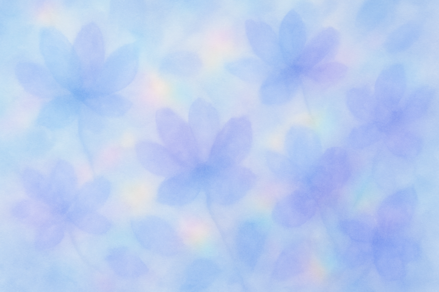 A dreamy, abstract floral background with soft blue and violet hues. Gently blurred flower petals scattered across a light pastel blue background. Subtle rainbow-like color transitions and bokeh light effects, minimal detail, smooth gradients, soft lighting, high-resolution, ethereal and calming aesthetic